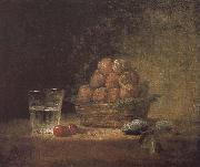 Jean Baptiste Simeon Chardin, Lee s basket with two glass cups cherry stone